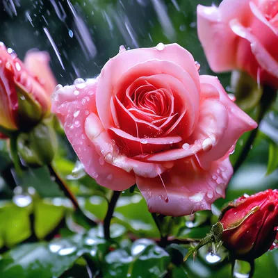 Шикарные розы под проливным дождем» — создано в Шедевруме