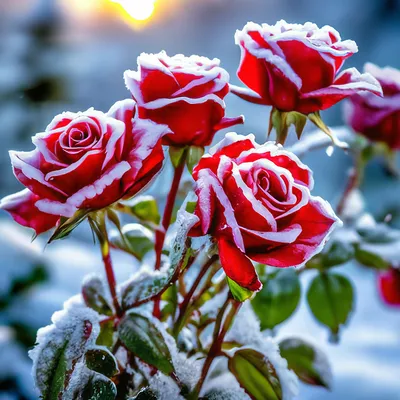 Заснеженные Красные Розы 🥀 Зима – …» — создано в Шедевруме