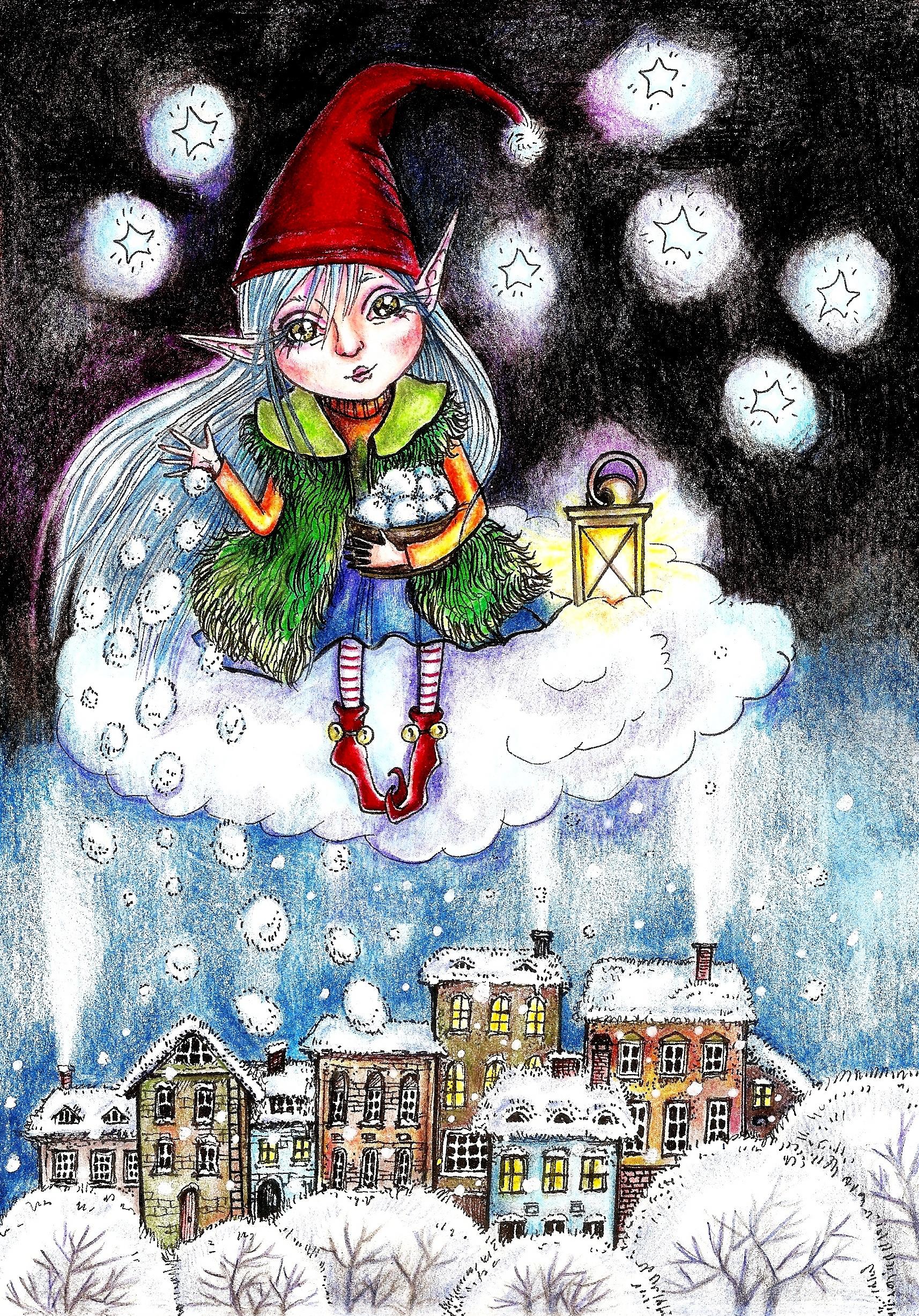 Иллюстрация Сказочная зима в стиле детский, книжная графика,