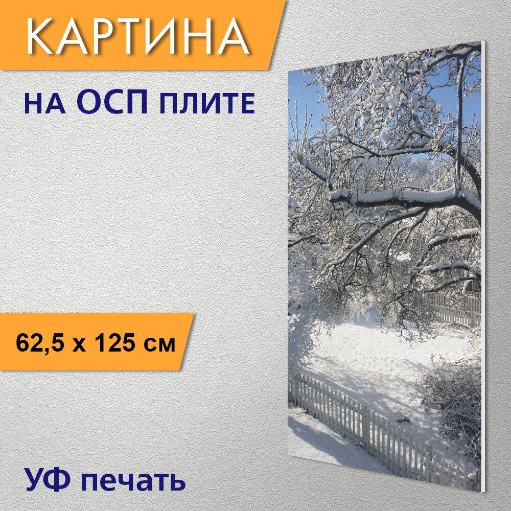 Вертикальный снег сцены зимы и дерево Стоковое Фото - изображение  насчитывающей зима, холодно: 110006774