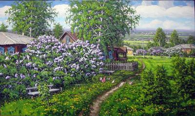 Картина \"Весна в деревне\" - Советская живопись купить в Москве | rus-gal.ru