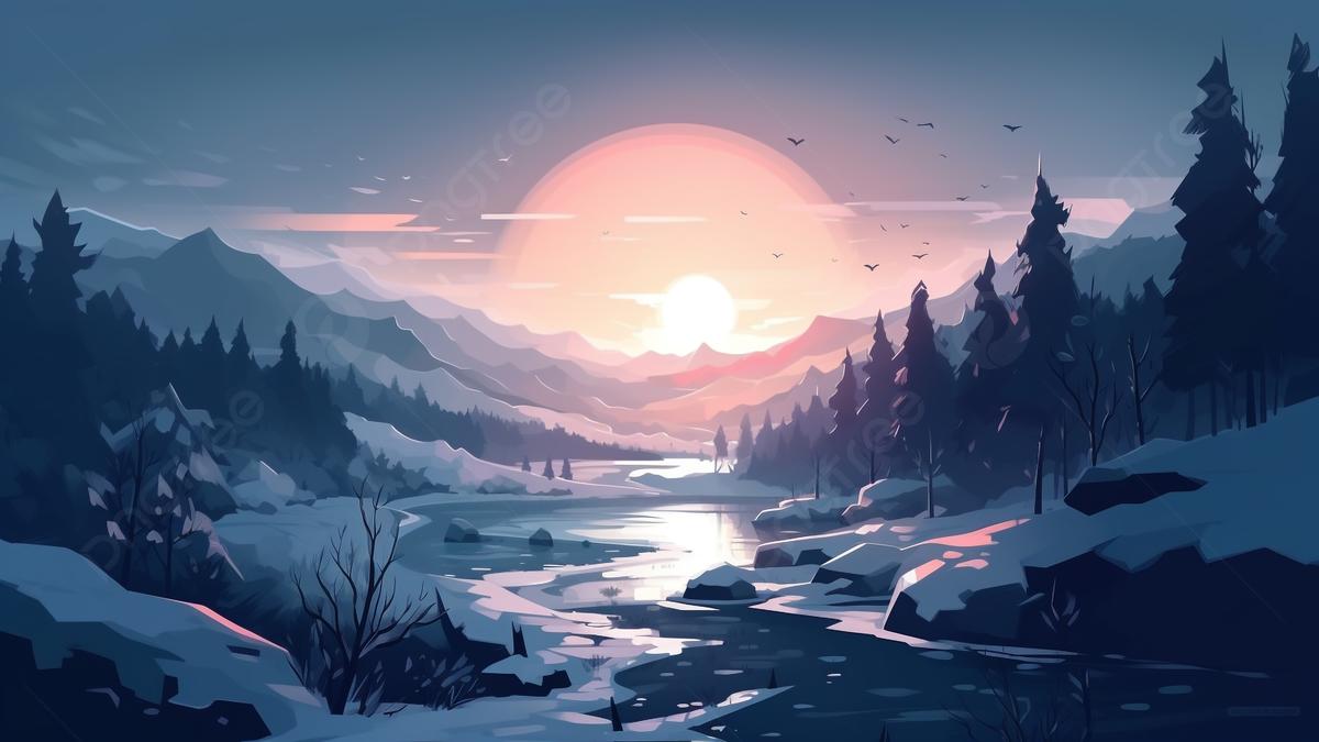 Потрясающий восход солнца зимой на …» — создано в Шедевруме