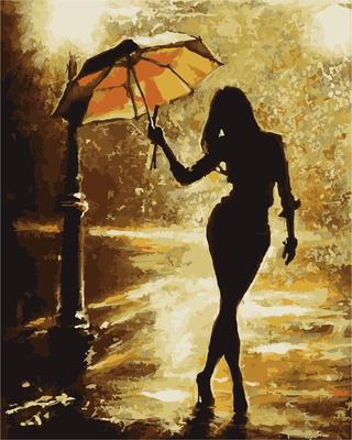 Картина \"Девушка под дождем\", холст, акрил купить в интернет-магазине  Ярмарка Мастеров по цене 3520 ₽ – HREBZRU | Картины, Ефремов - доставка по  России