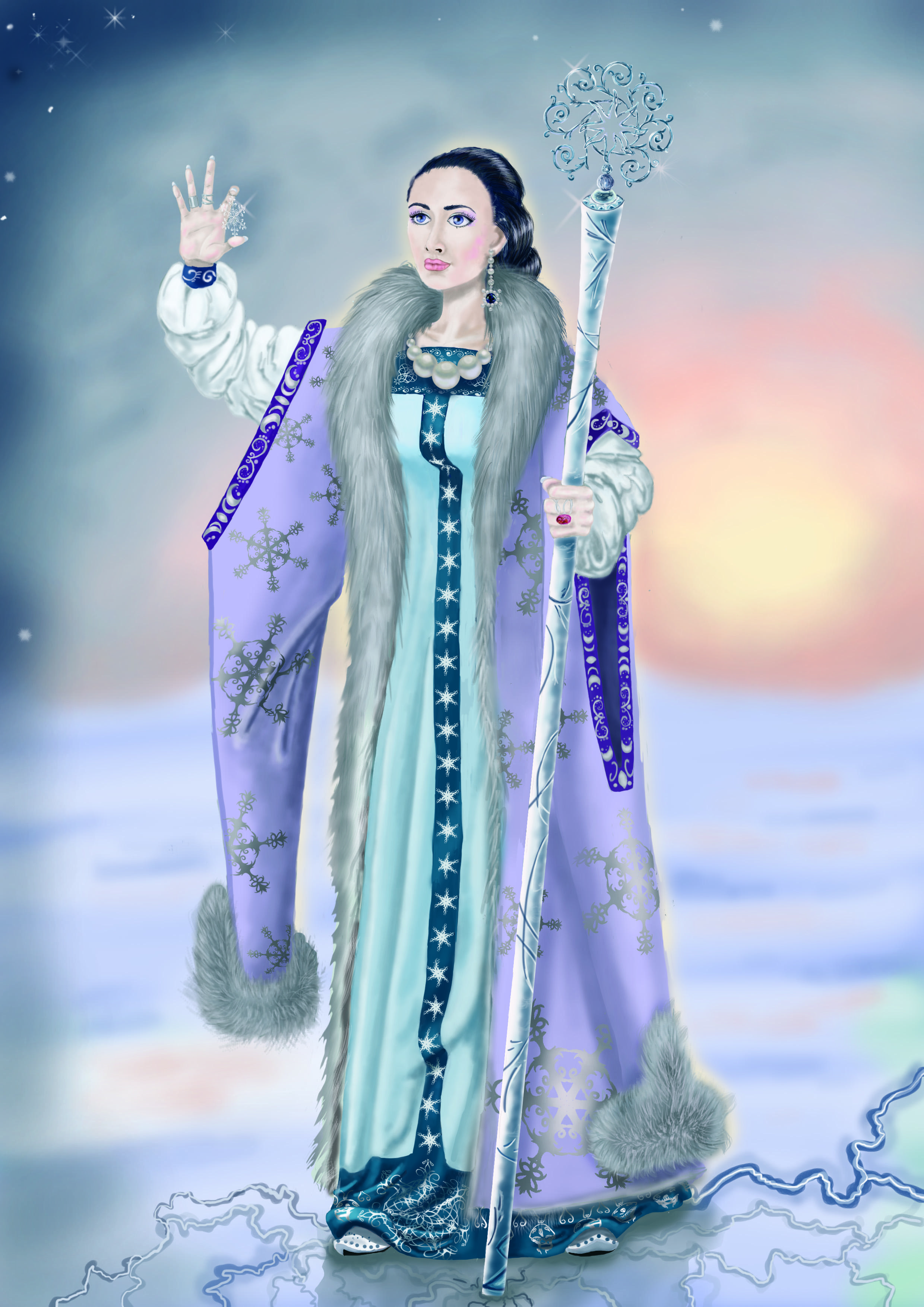 Оригинал схемы вышивки «Девушка зима 2» (№1109258) - Вышивка крестом