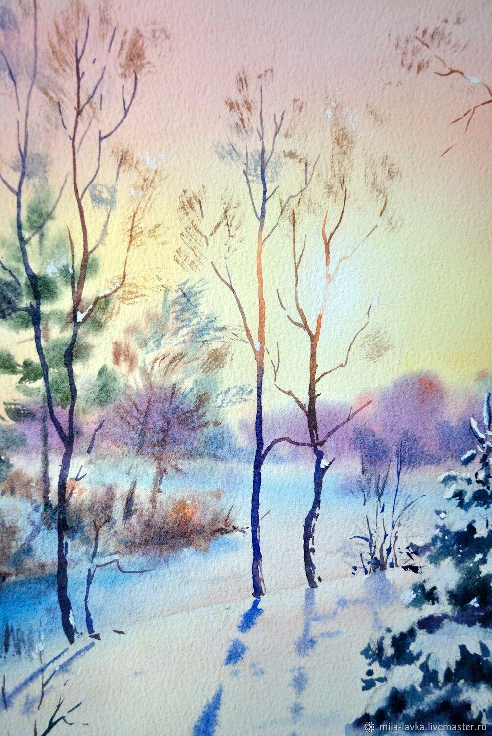 Дерева.Зима,акварель,2010 р. - Изобразительное искусство - Акварель, гуашь
