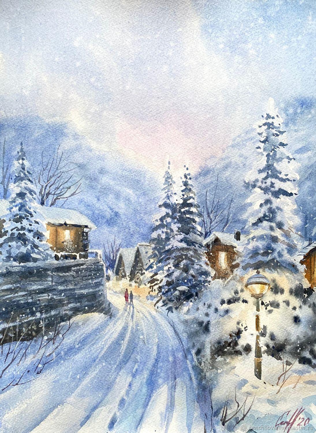 Зима Акварель мозаичная живопись …» — создано в Шедевруме