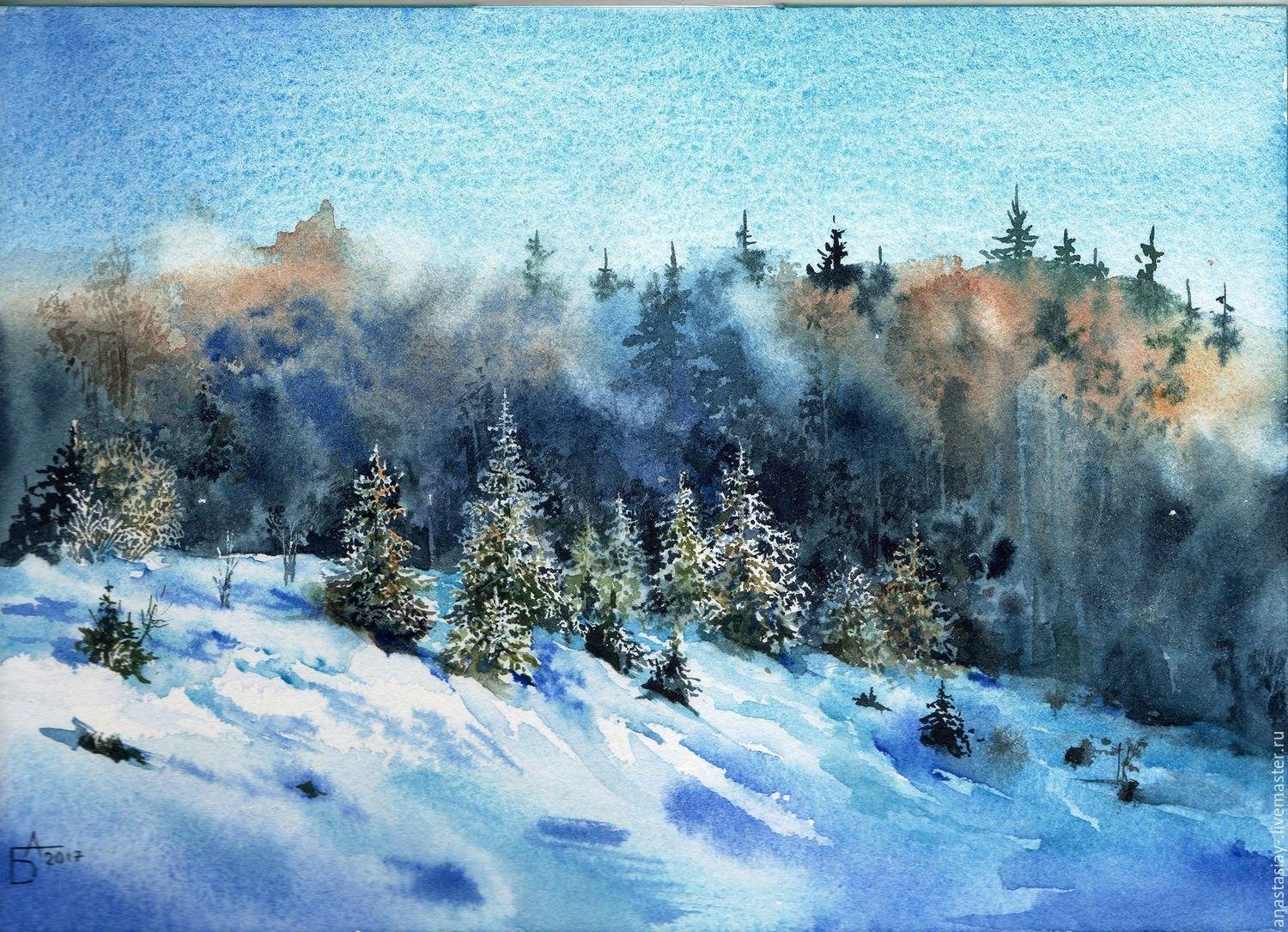 Зимний пейзаж акварелью | Мастер-классы | Studio Paspartu — школа живописи