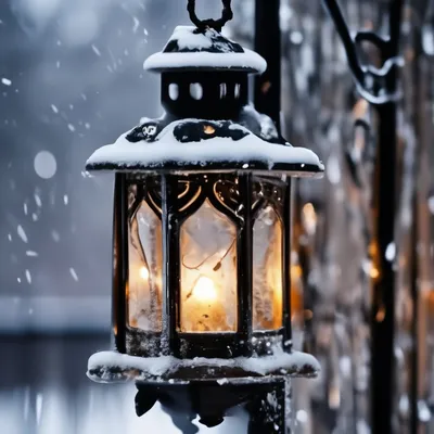 ❄ Фонарь, зима, свет от фонаря, …» — создано в Шедевруме