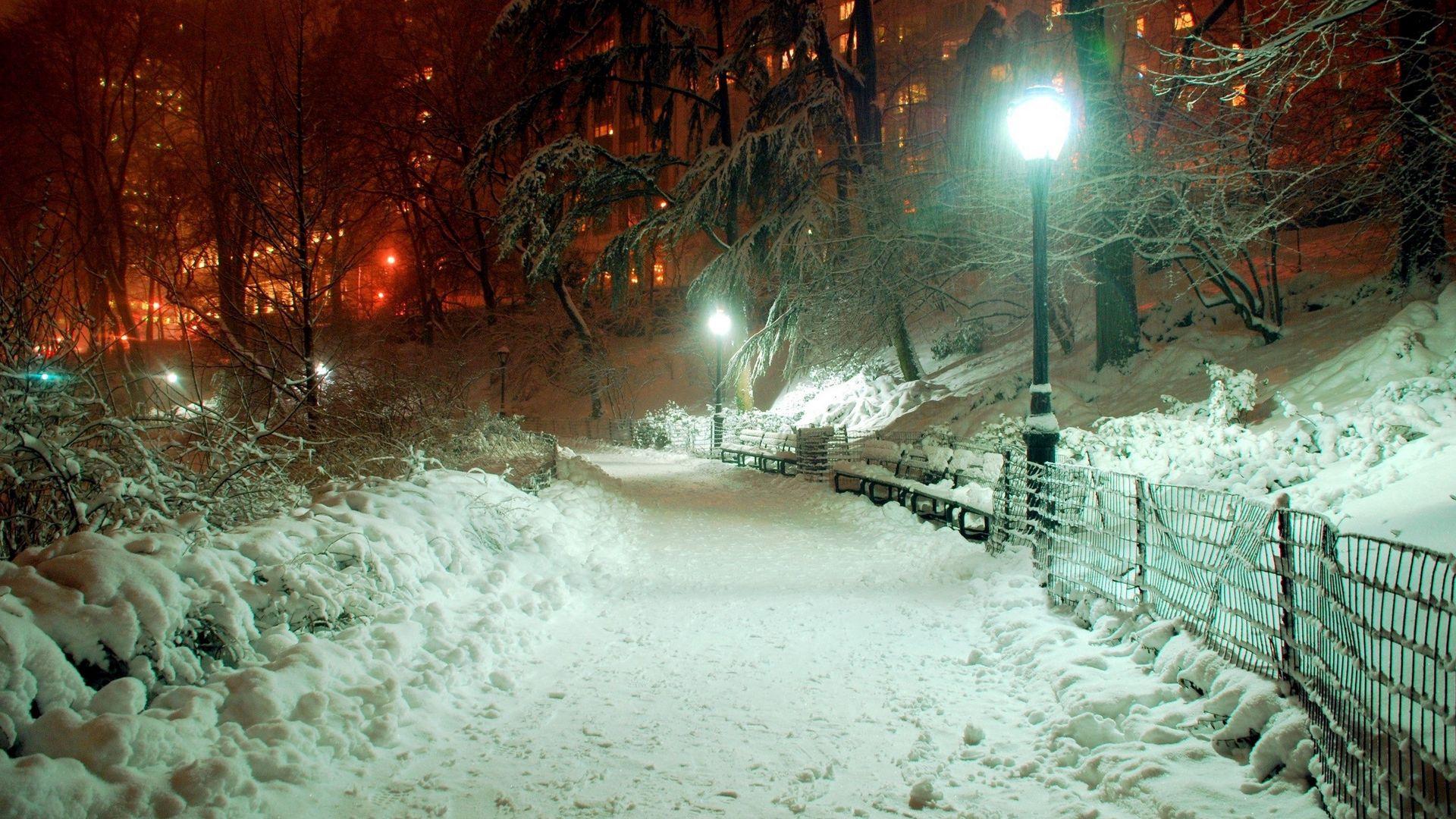 Скачать обои свет, фонарик, снег, зима, фонарь разрешение 1440x900 #209183