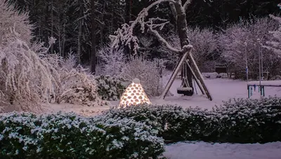 Картинки Зима мост Природа снега Пейзаж Уличные фонари Деревья