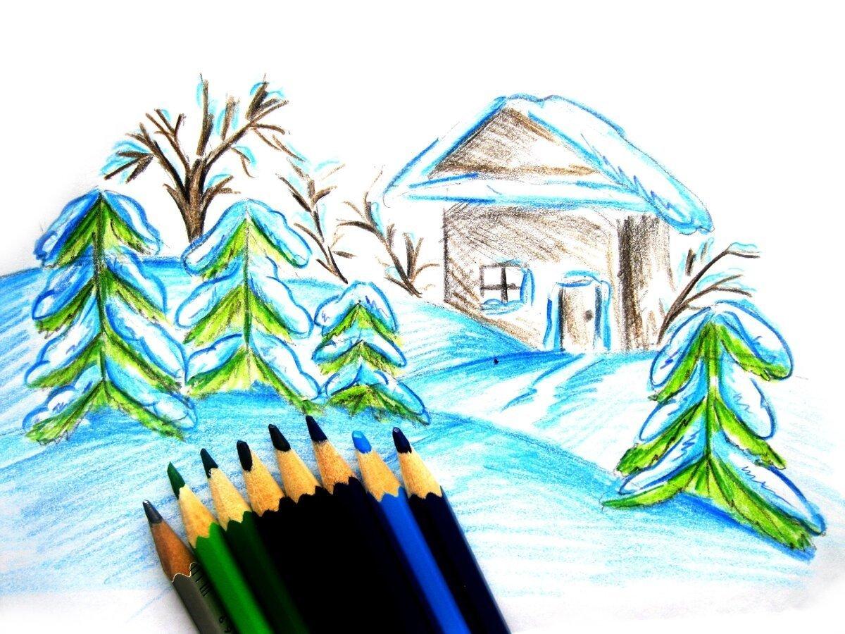 Как нарисовать зиму — 10 рисунков на тему «зима» карандашом, акварелью и  гуашью для начинающих