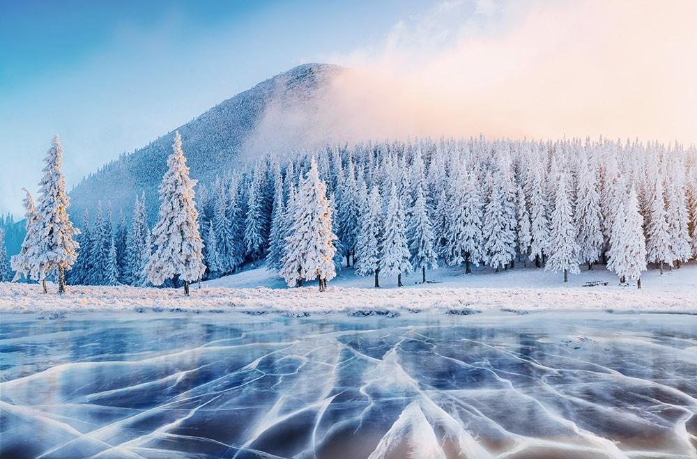 Фотообои Зима на озере купить на стену • Эко Обои