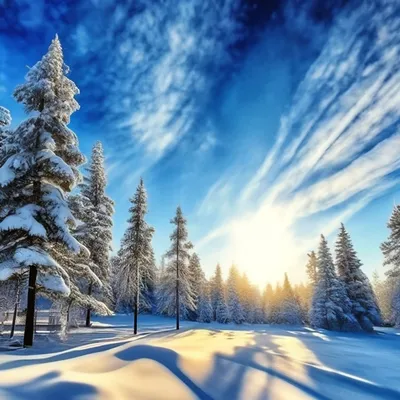 Зима, мороз, синее небо, яркое …» — создано в Шедевруме