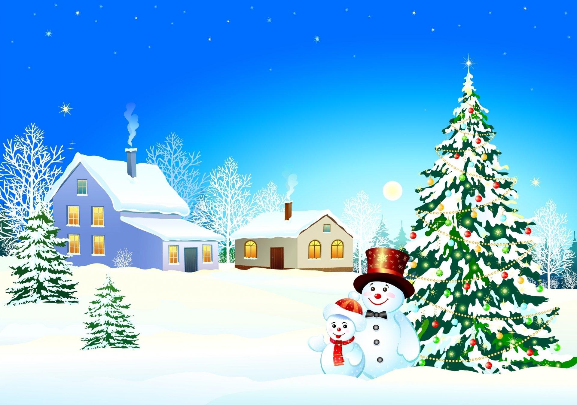 Вид снизу снеговик, дом, зимний фон…» — создано в Шедевруме