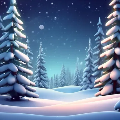 Снежная зима, милая мультяшная …» — создано в Шедевруме