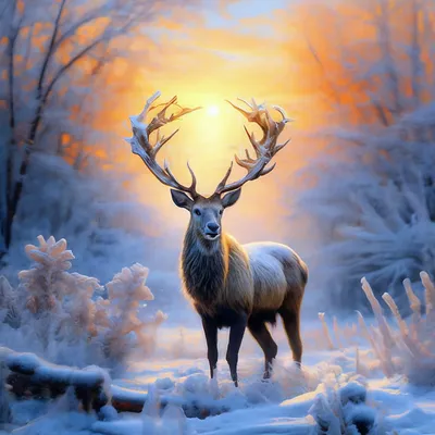 олени в лесу зимой стоковое изображение. изображение насчитывающей перелог  - 252660125