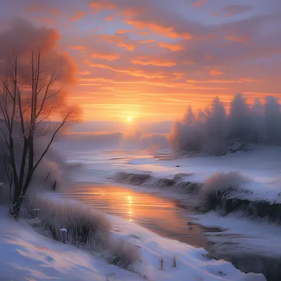 Фотографии ели Зима Природа Небо снеге рассвет и закат сезон года