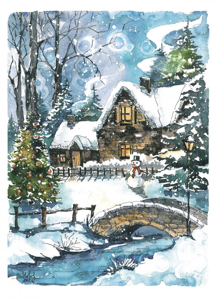 Зимняя сказка - почтовая открытка