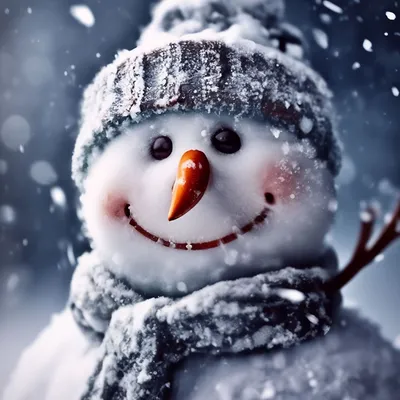 Снеговик, зима, снегопад, , красиво, …» — создано в Шедевруме