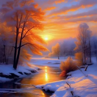 Восход солнца в зимнем лесу (53 фото) - 53 фото