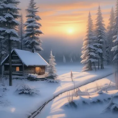 Рассвет в деревне зимой (58 фото) - 58 фото