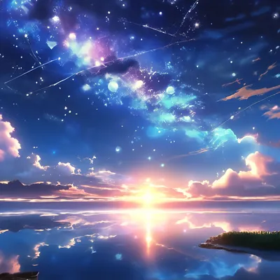 Звездное небо (2560x1440) - Обои - Аниме