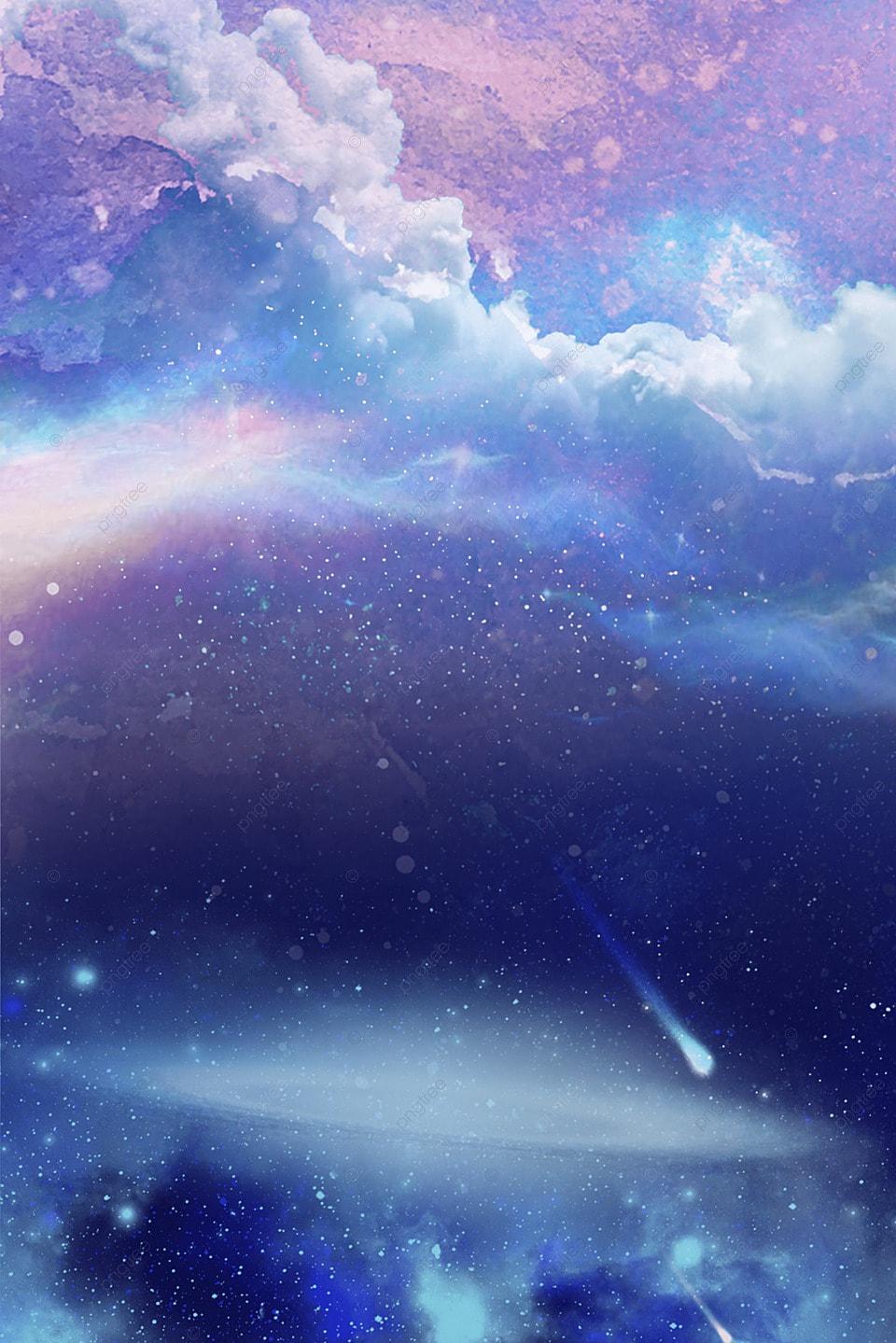 Аниме звездное небо облака синий красивый фон Обои Изображение для  бесплатной загрузки - Pngtree