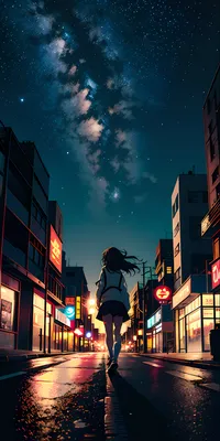 Звездное небо аниме - красивые фото