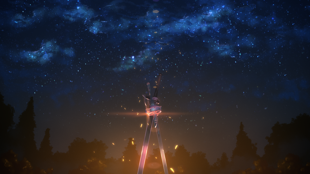 Ночное небо аниме - красивые фото