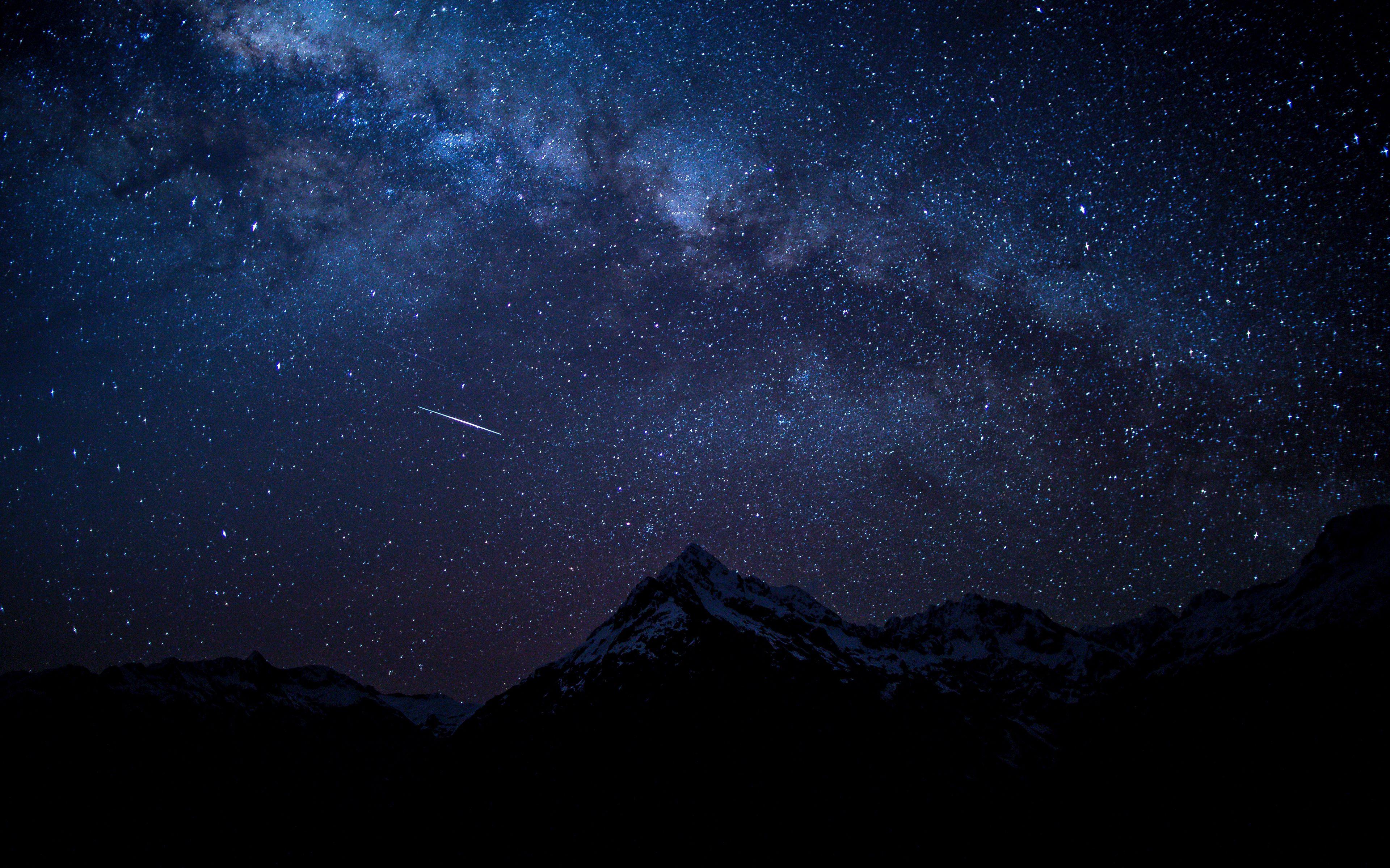 Горы, звездное небо, ночь Обои 1920x1080 Full HD (Full High Definition)