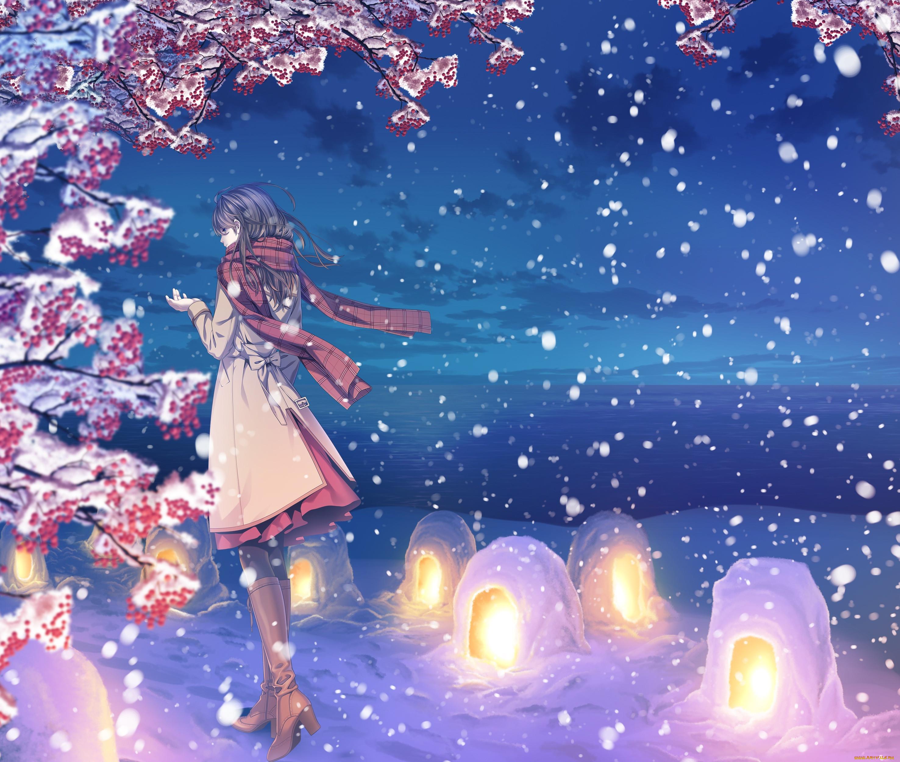Картинки аниме девушки снег (62 фото) » Картинки и статусы про окружающий  мир вокруг
