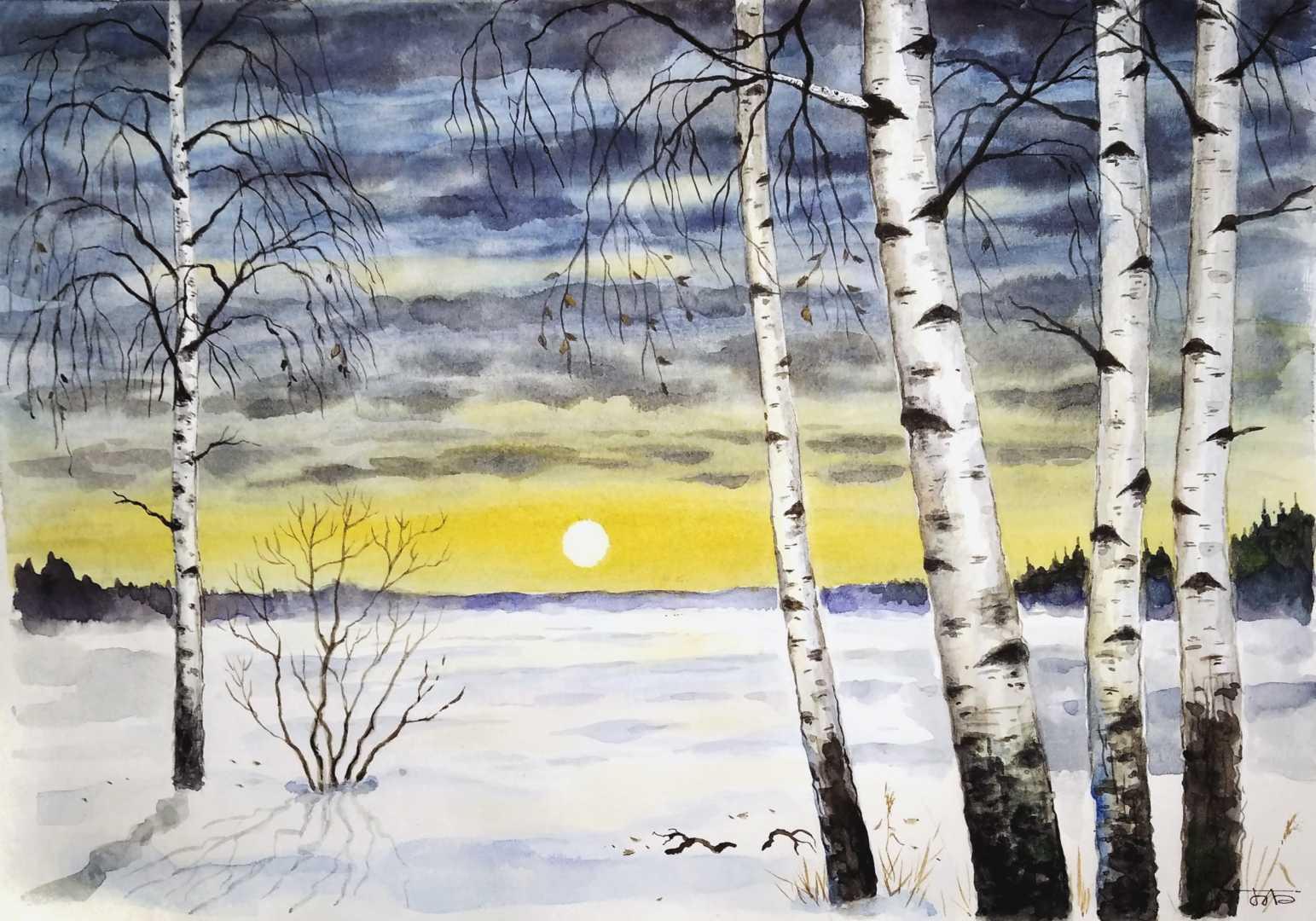 Березовый лес зимой» картина Шайкиной Наталии маслом на холсте — заказать  на ArtNow.ru