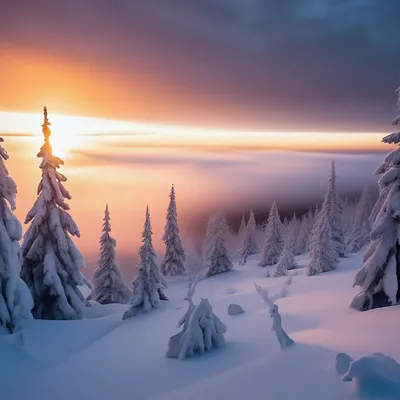 Зима.Дерево с Большие Белые зимние…» — создано в Шедевруме