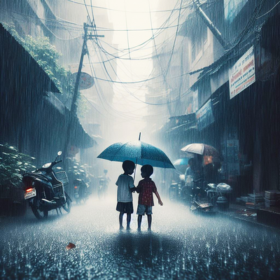 Дети В Дождь — стоковая векторная графика и другие изображения на тему Дождь  - Дождь, Ребёнок, Облако - iStock