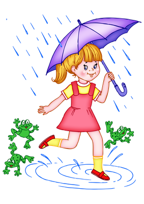 Девочка с зонтиком, бежит по лужам,дождь - Люди - Отрисовки - Оформление  детского сада