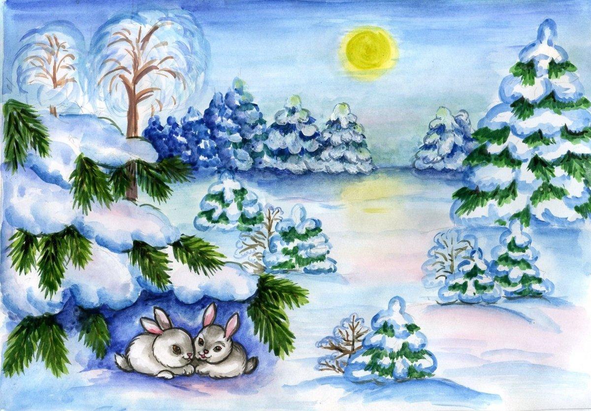 Зима детский рисунок (28 фото) » Рисунки для срисовки и не только
