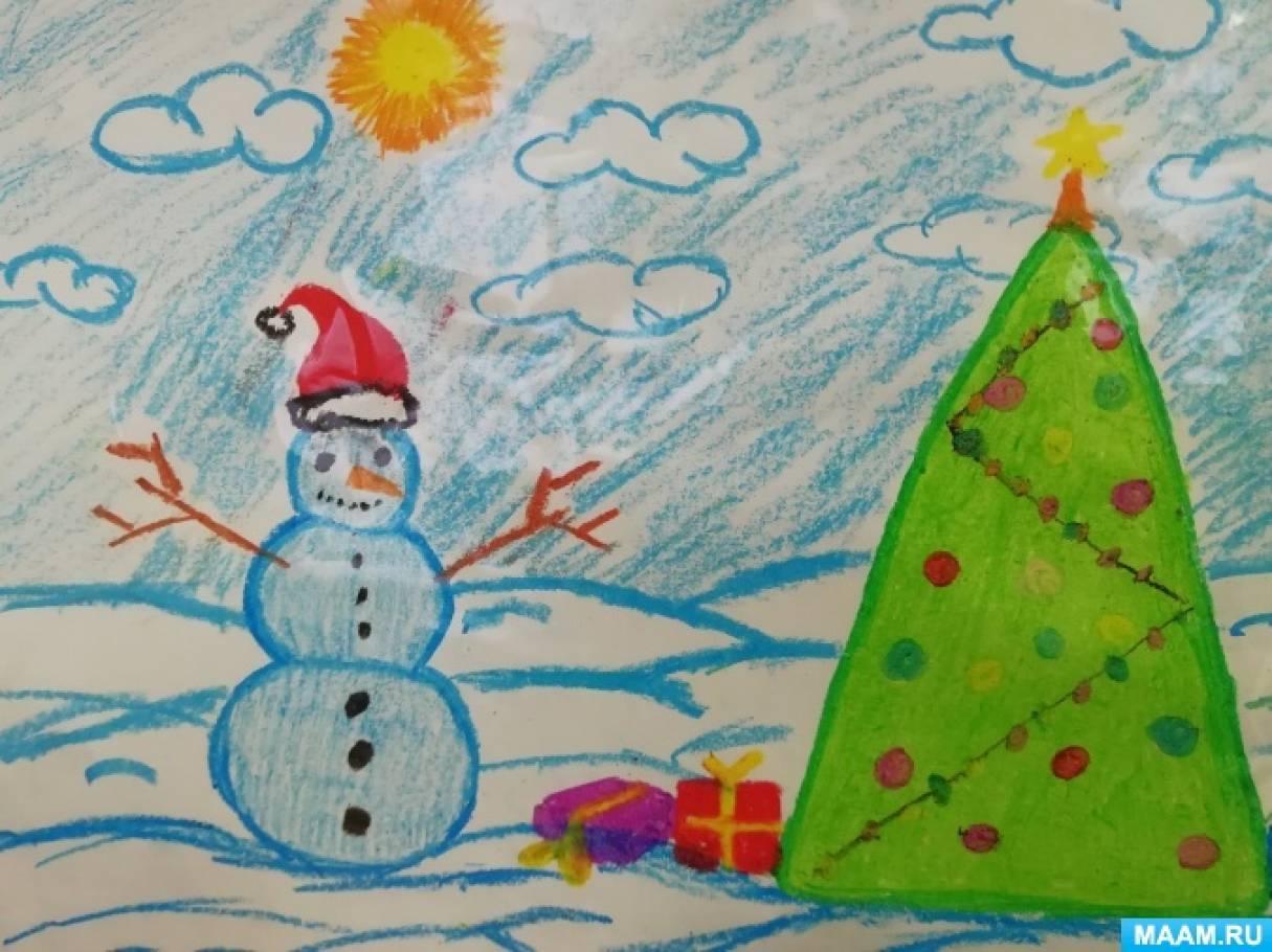 Простые рисунки детей по теме зима (43 фото) » рисунки для срисовки на  Газ-квас.ком