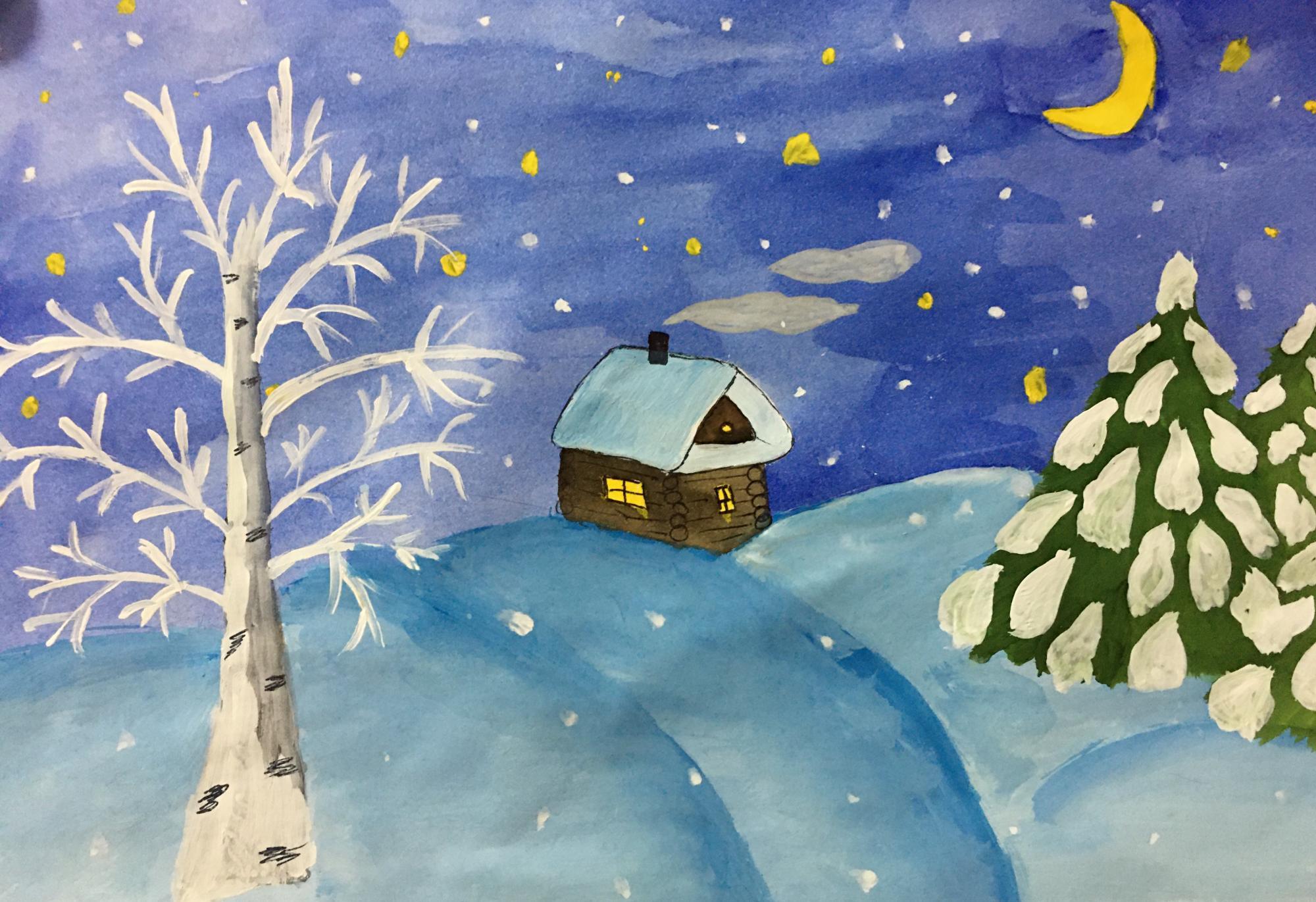 Зима дети играют в снежки, рисунок…» — создано в Шедевруме
