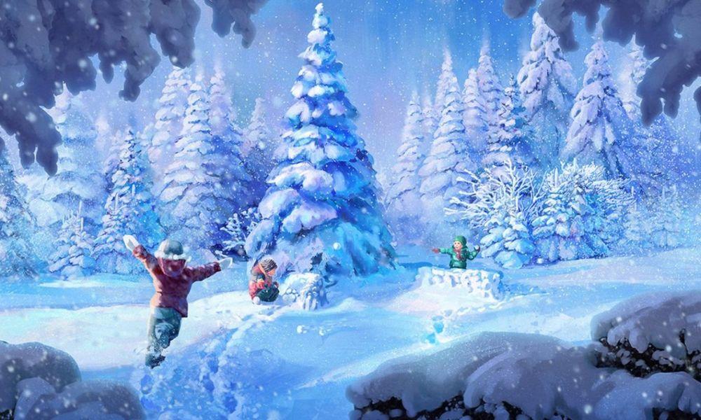 Фотографии Девочки Дети Зима в шапке Снежинки Снег свитера 2560x1901