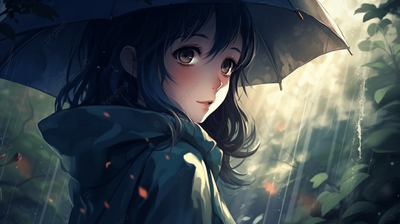 Модульная картина \"Девушка под дождем\"