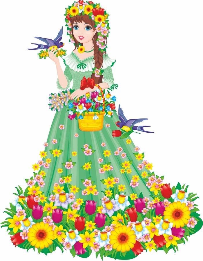 Иллюстрация Девушка-Весна в стиле графика | Illustrators.ru