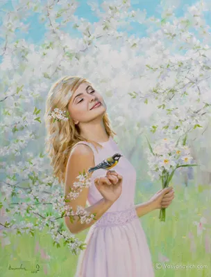 Картина на стекле Девушка весна 40х50 см по цене 1750 ₽/шт. купить в  Сургуте в интернет-магазине Леруа Мерлен