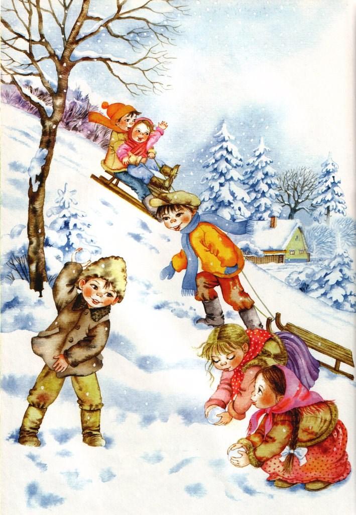 Розмальовка Дівчинка за грою у сніжки | Розмальовки для дітей друк онлайн
