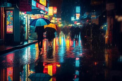 Дождь в городе» — создано в Шедевруме