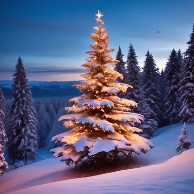 Красивая ёлка зимой» — создано в Шедевруме
