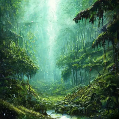 Сильный дождь в хвойном лесу,…» — создано в Шедевруме