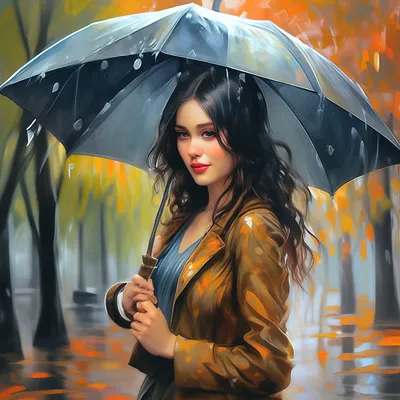 Осень, ноябрь, дождь, парк, девушка …» — создано в Шедевруме