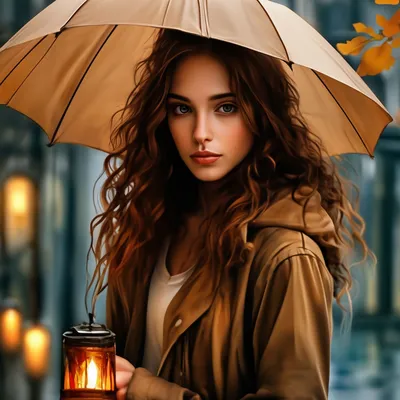 Девушка осень дождь зонтик» — создано в Шедевруме