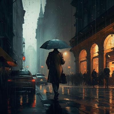 Фото Парень стоит на обрыве под дождем, by revande