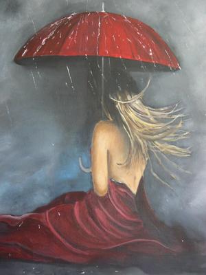 Человек стоит под зонтом под дождё…» — создано в Шедевруме